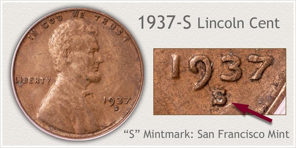 1937 S Lincoln penny