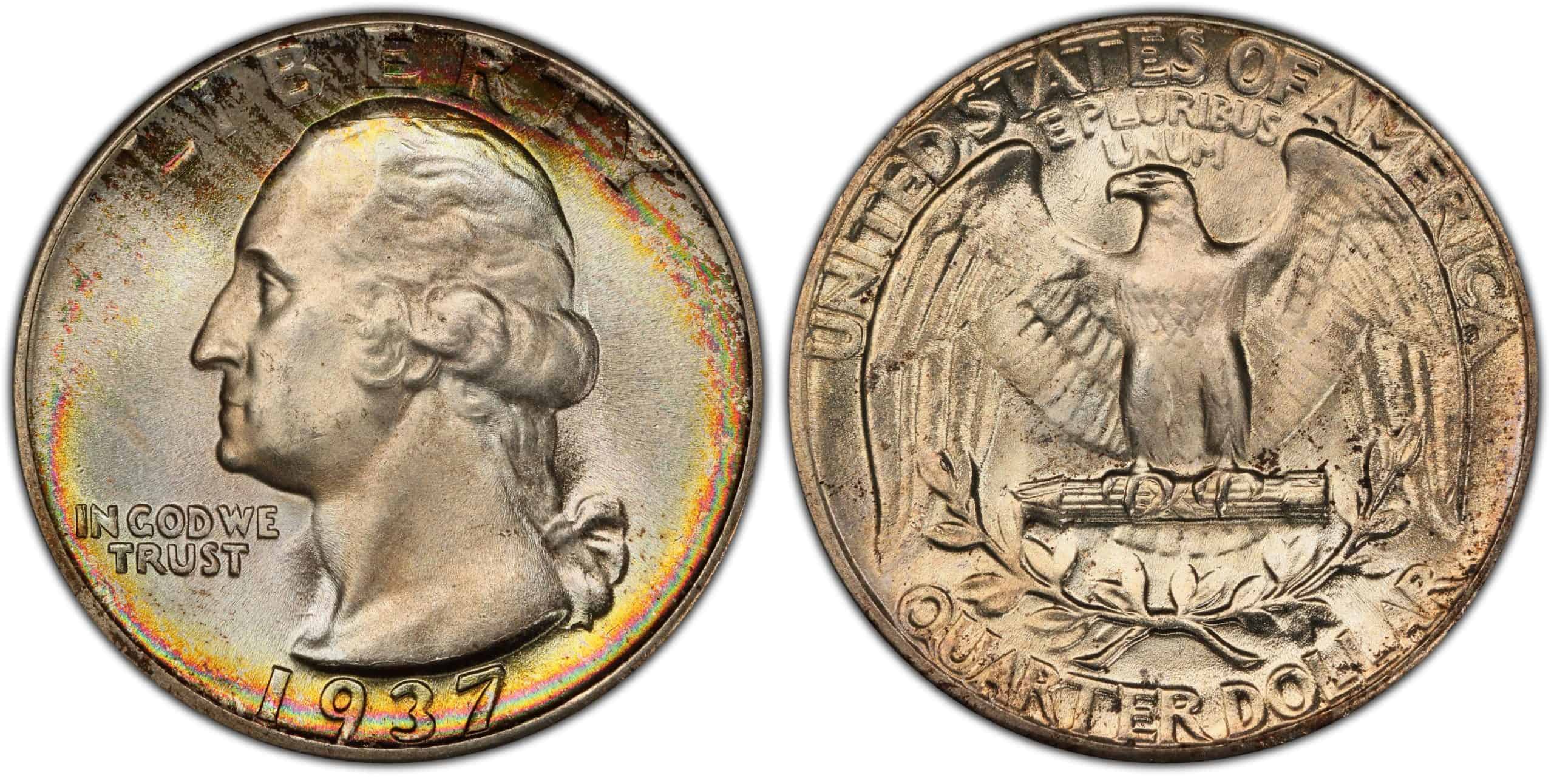 1937 Washington silver quarter