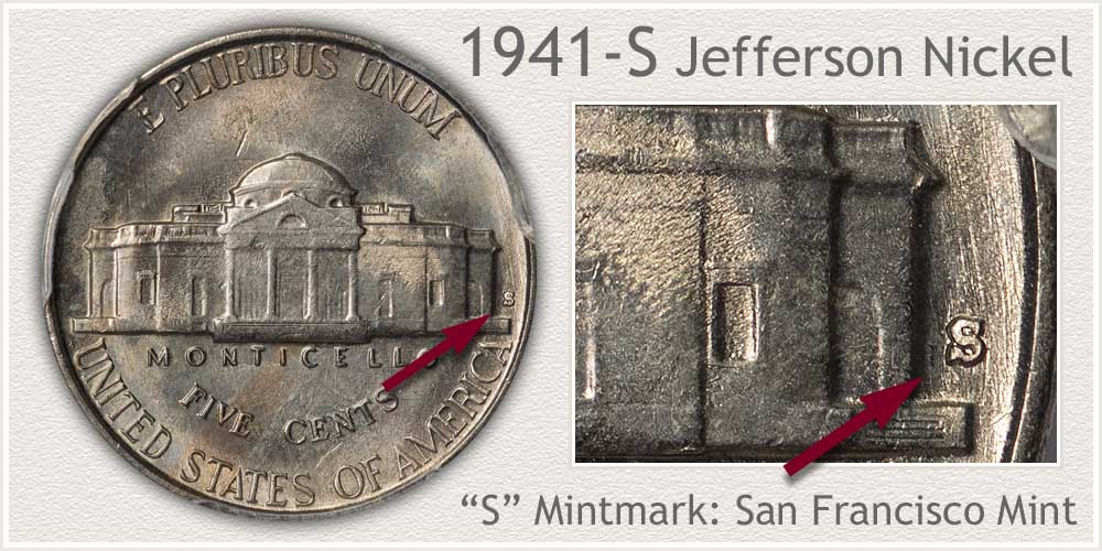 1941 S Jefferson nickel