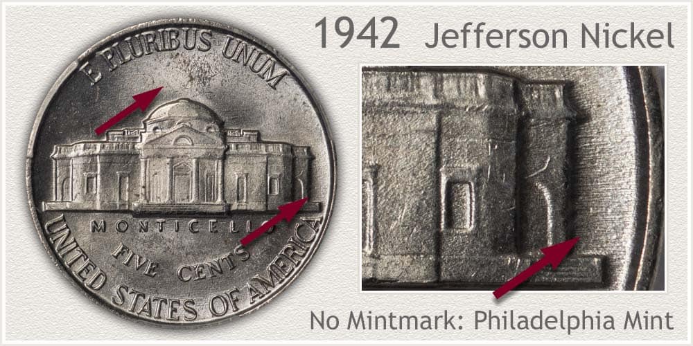 1942 Jefferson nickel no mint mark