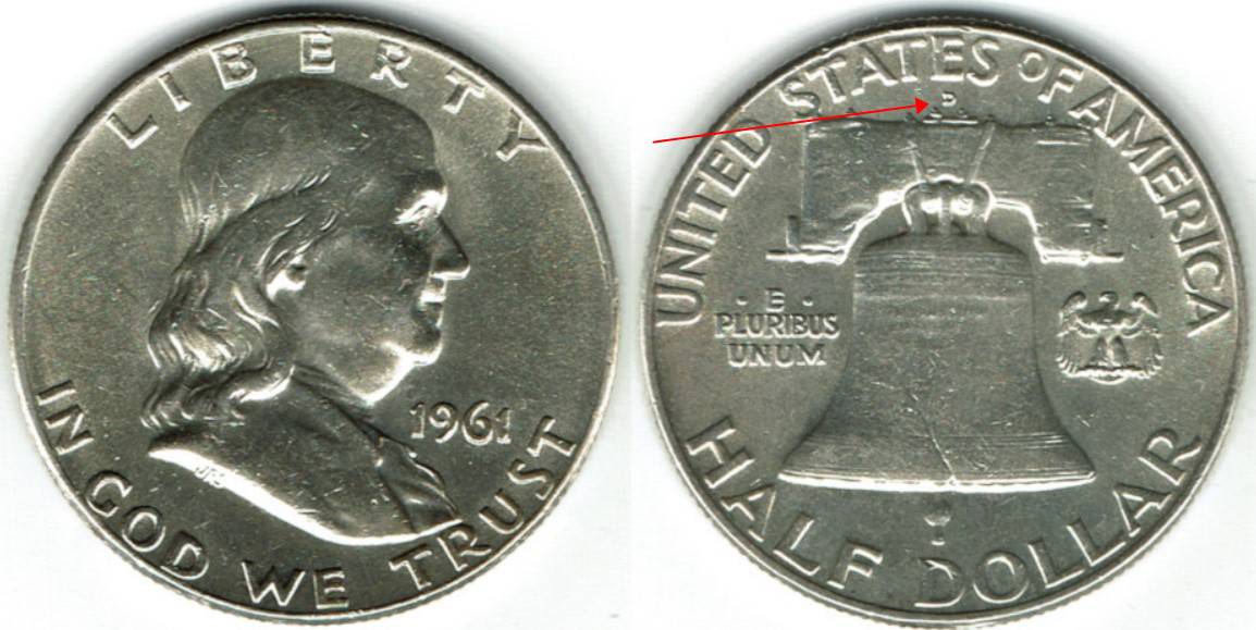1961 D Franklin half dollar