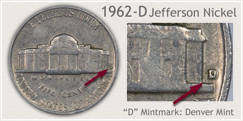 1962 D Jefferson nickel 
