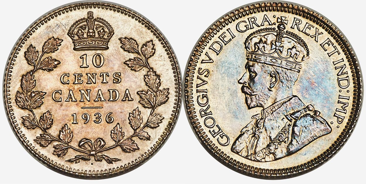 10 Cents 1936 dot – PCGS SP 63+