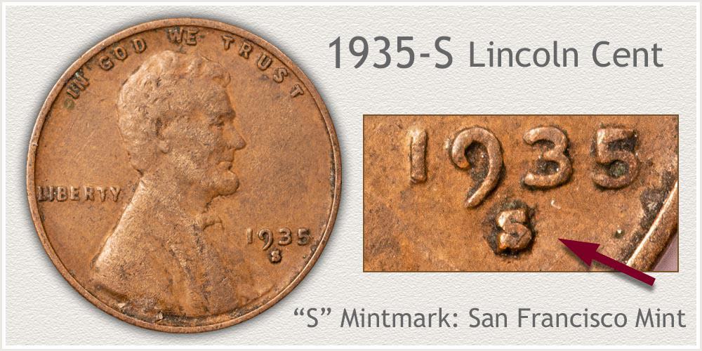 1935 S Lincoln penny