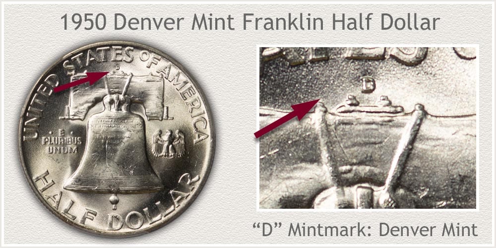 1950 D Franklin half dollar