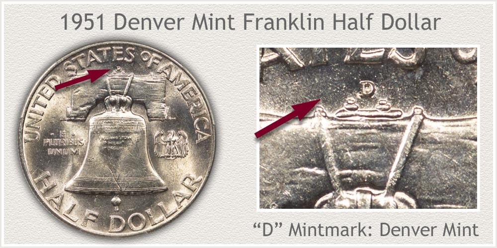 1951 D Franklin half dollar