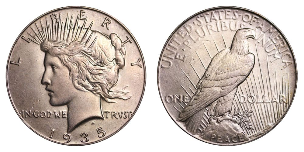 Features of 1935 Peace Silver Dollar