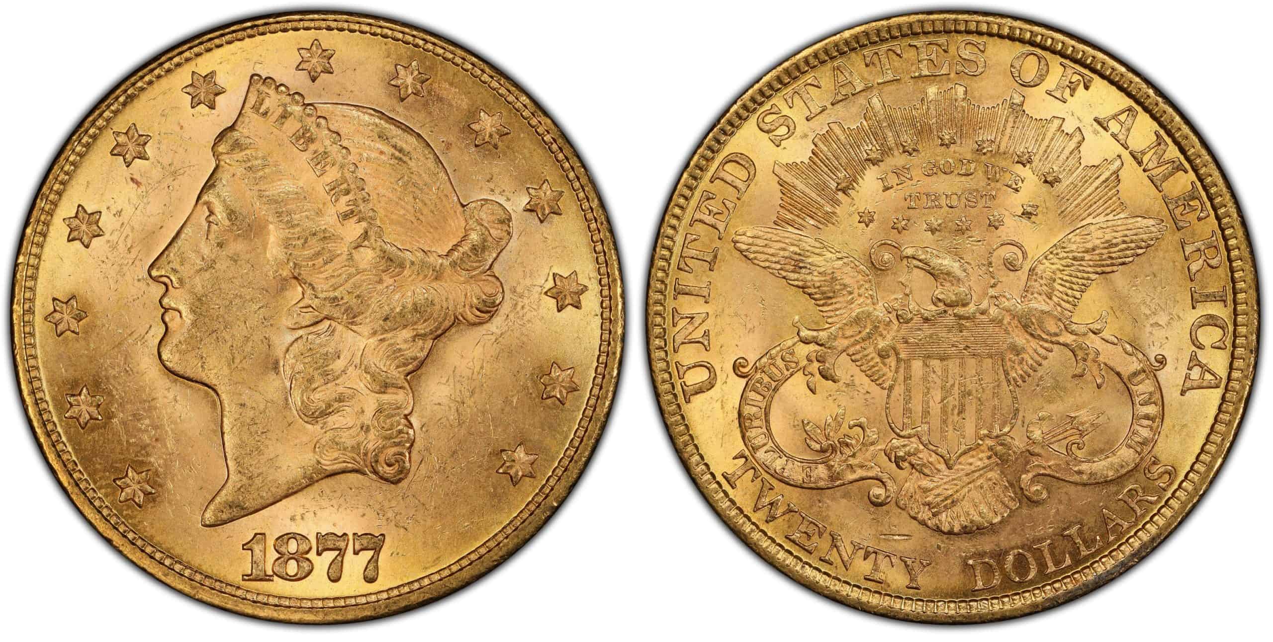 Liberty Head Twenty Dollar gold coins With Motto (Type I) minted from 1877 to 1907