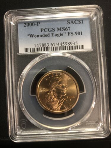 2000-P Sacagawea Dollar PCGS MS67 Wounded Eagle FS-901 - ENN Coins #8513