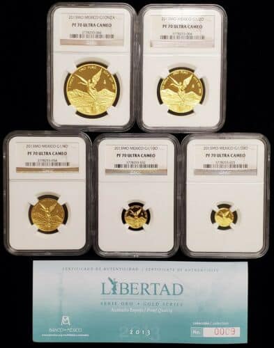 2013 Mexico Mexican 5 Coin Proof Gold Libertad Set NGC PF70 Ultra Cameo wCOA LE