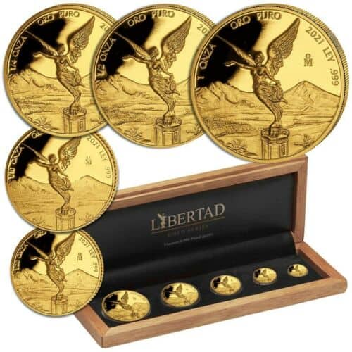 2021 Mexico Libertad 5 Coin Gold Proof set 1 oz 12 14 110 120 (1.9oz)