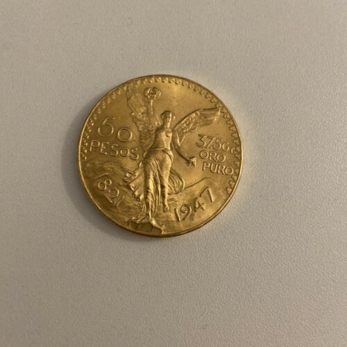Mexican Gold Centenario 50 Pesos Coin1821, 1947, 37.5 Grams Pure Gold