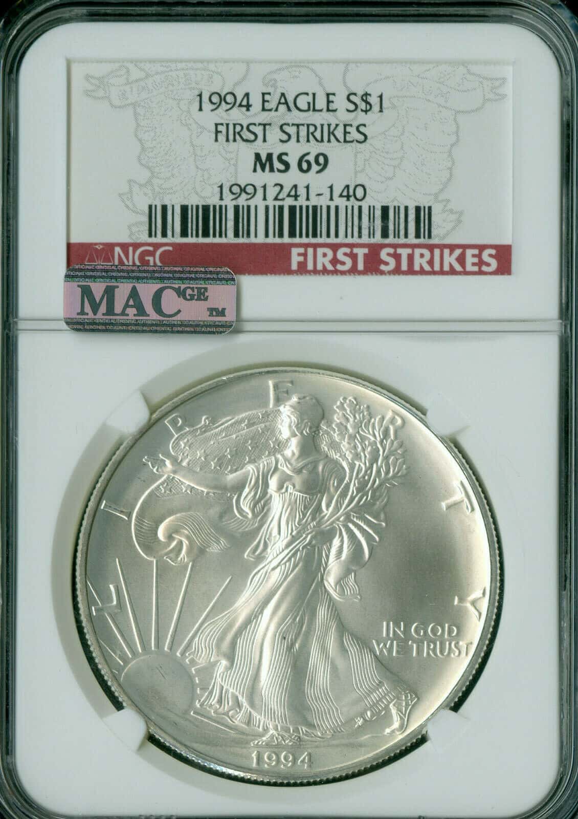 Silver Eagle NGC MAC MS-69 Pq First Strike Finest Red Label Spotless
