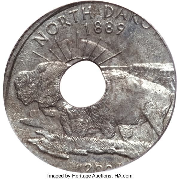 2006-P North Dakota Quarter Struck on Steel Washer, PCGS MS62
